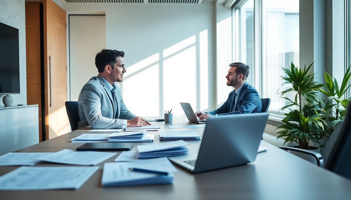 Headhunter Heidelberg consulting with a client in a modern office.