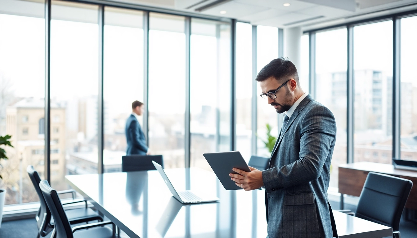 Headhunter Saarbrücken berät einen Klienten in einem modernen Büro bei der Personalvermittlung.