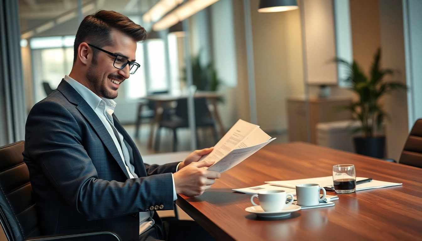 Headhunter Hagen analysiert Lebensläufe in einem modernen Büro.