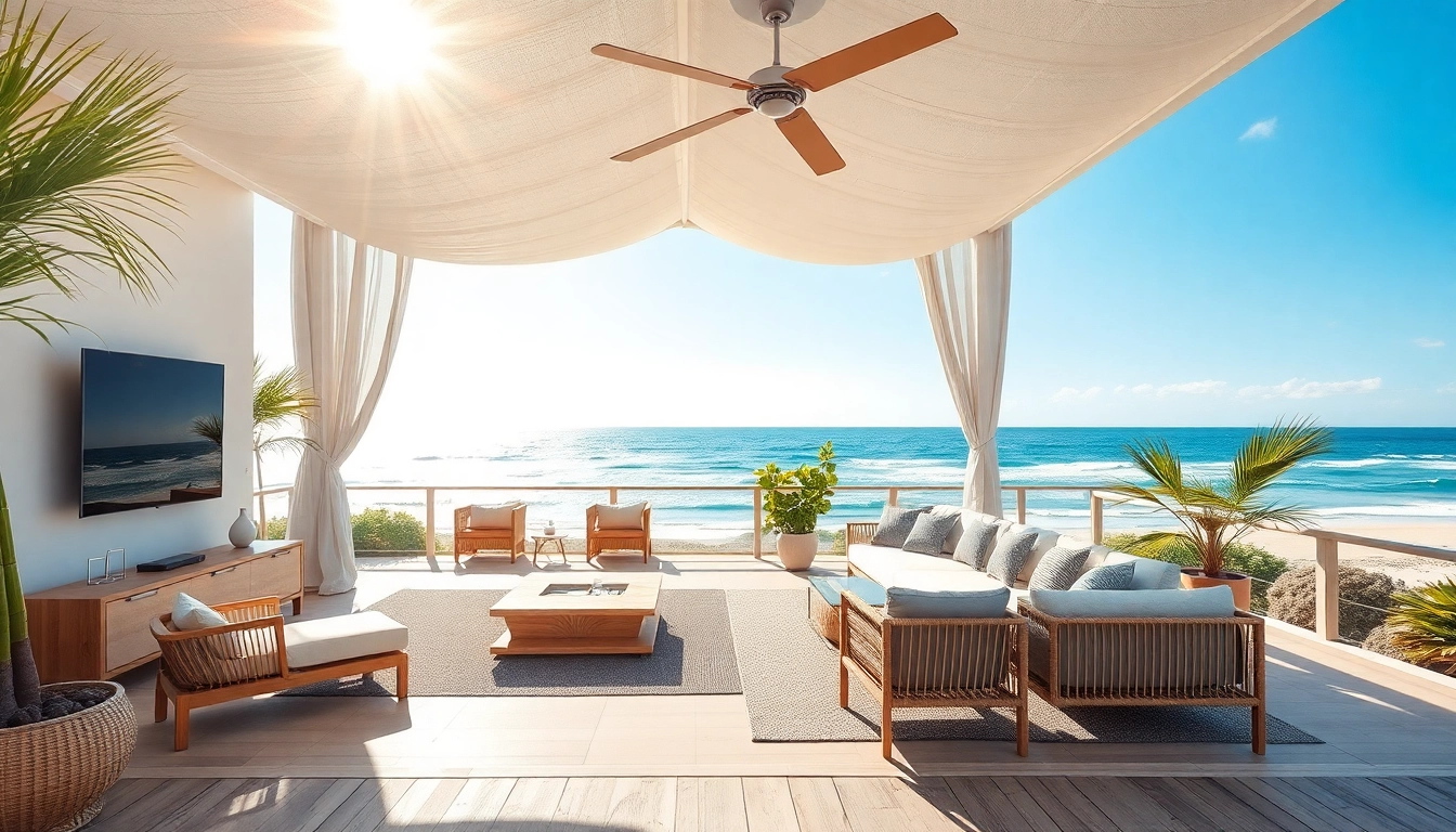 Entspanne in der Küsten Cabana mit atemberaubendem Design und Meerblick.