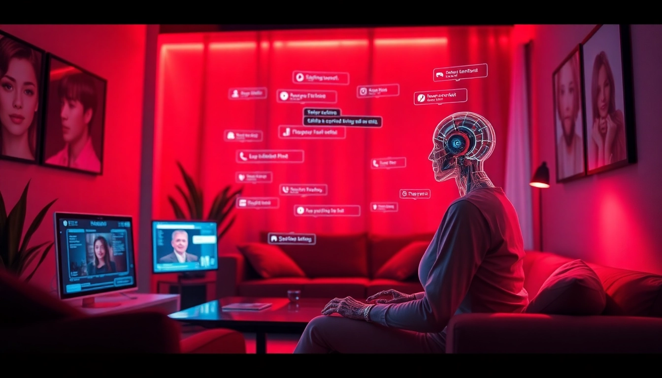 Engaging scene of a user in intimate conversation with an AI character in a cozy setting, showcasing porn ai chat interactions.